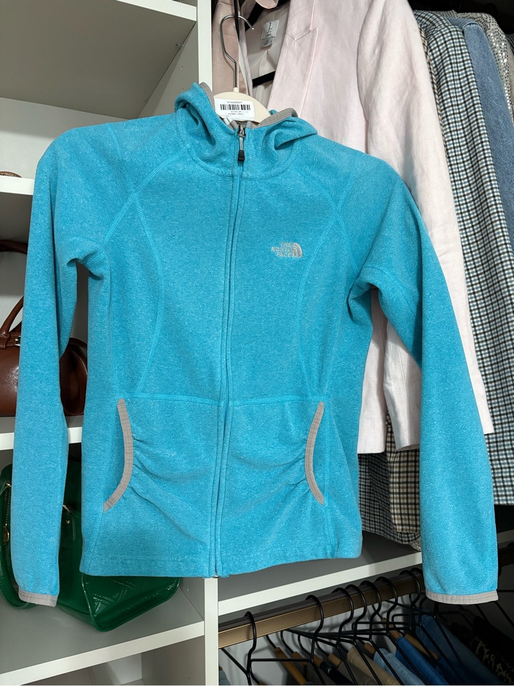 The North Face Teal Zip-Up Hooded Fleece